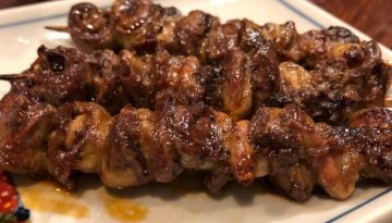 chunks of meat on skewers
